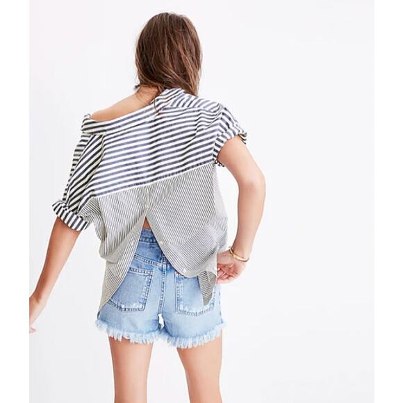 Madewell Courier Button-Back Shirt in Stripe Mix XXS - Picture 1 of 7